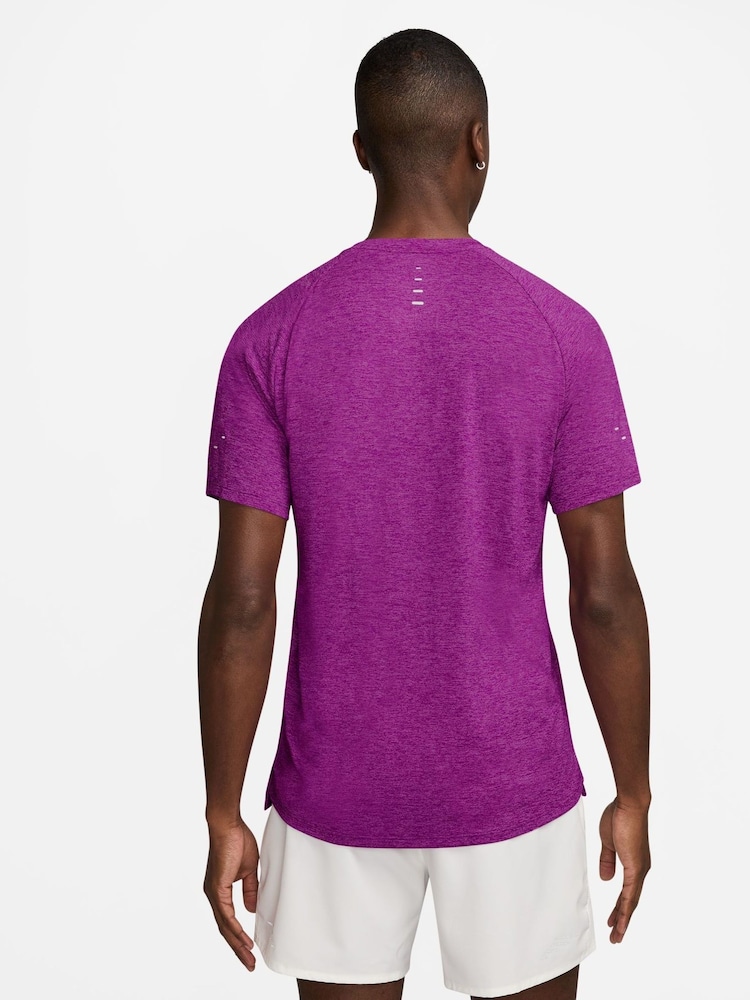 Nike Purple Dri-FIT Stride Running T-Shirt - Image 2 of 3 Nike Purple Dri-FIT Stride Running T-Shirt - Image 2 of 3