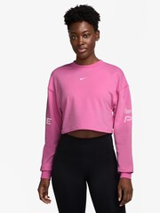 Nike Red Pro Dri-FIT French Terry Crew Neck Top - Image 1 of 3