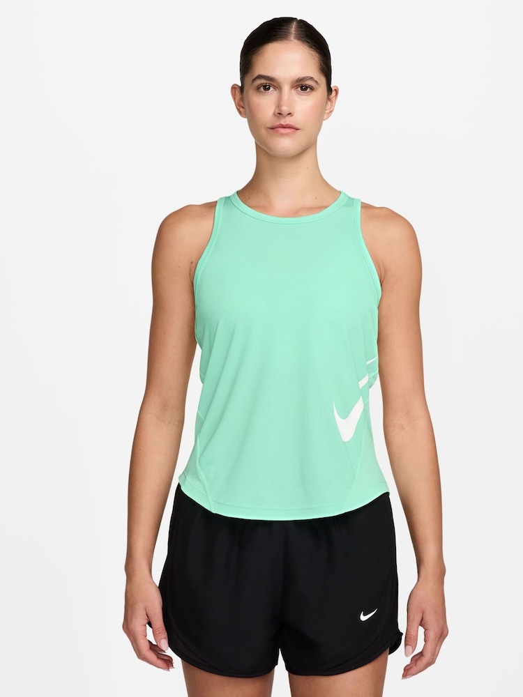Nike Green Tempo Swoosh Logo Running Vest Top (3mths-7yrs) - Image 1 of 4 Nike Green Tempo Swoosh Logo Running Vest Top (3mths-7yrs) - Image 1 of 4