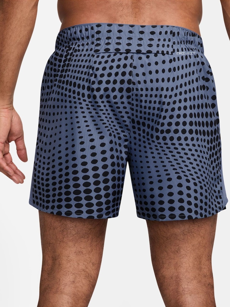 Nike World Indigo Blue Dri-FIT Challenger 5 Inch Printed Running Shorts - Image 2 of 5