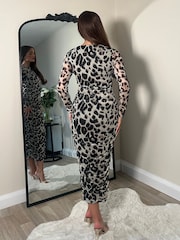 Girl In Mind Brown Zia Long Sleeves Midi Mesh Dress - Image 4 of 4