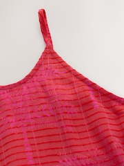 Red/Pink Palm Print Textured Cami Column Dress - Image 7 of 8
