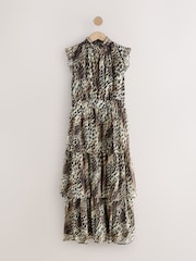 Animal Leopard Print Printed High Neck Tiered Occasion Maxi Dress - Image 1 of 3