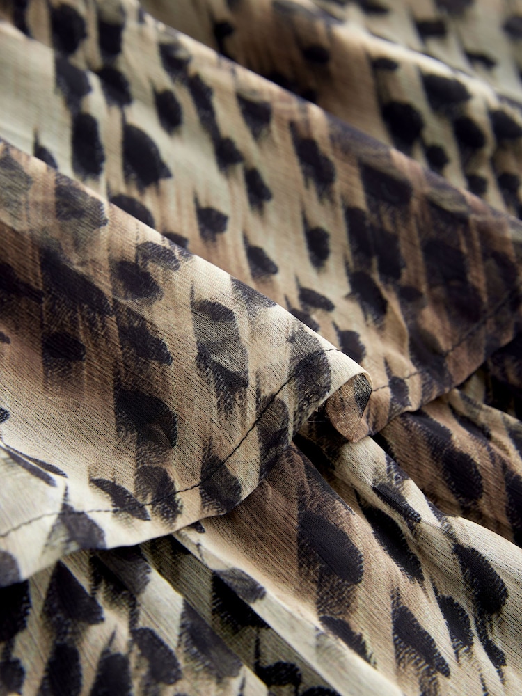 Animal Leopard Print Printed High Neck Tiered Occasion Maxi Dress - Image 3 of 3