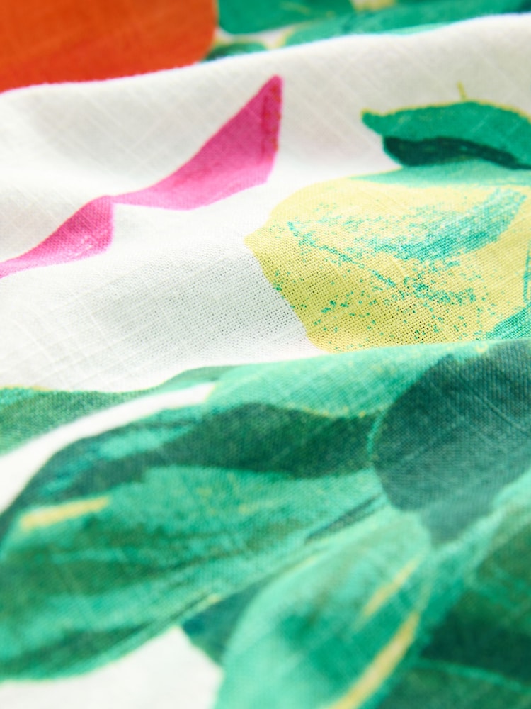 Pink & Green Fruit Print Tie Waist 100% Cotton Midi Shirt Dress - Image 8 of 8 Pink & Green Fruit Print Tie Waist 100% Cotton Midi Shirt Dress - Image 8 of 8