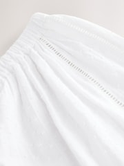 White Textured V-Neck 100% Cotton Mini Dress - Image 2 of 3