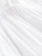 White Textured V-Neck 100% Cotton Mini Dress - Image 3 of 3