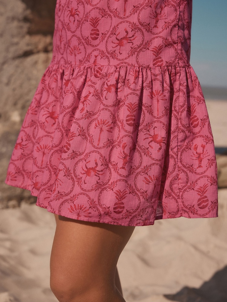 Rose imprimé casse-croûte - Mini-robe étagée à bretelles nouées - Image 5 of 6