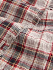Charcoal Grey Check Shirred Body Asymetric Hem Midi Dress - Image 7 of 7