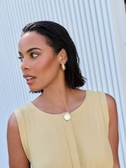 Stone Sleeveless Button Down Waisted Midi Dress - Image 6 of 9