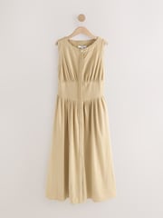 Stone Sleeveless Button Down Waisted Midi Dress - Image 7 of 9