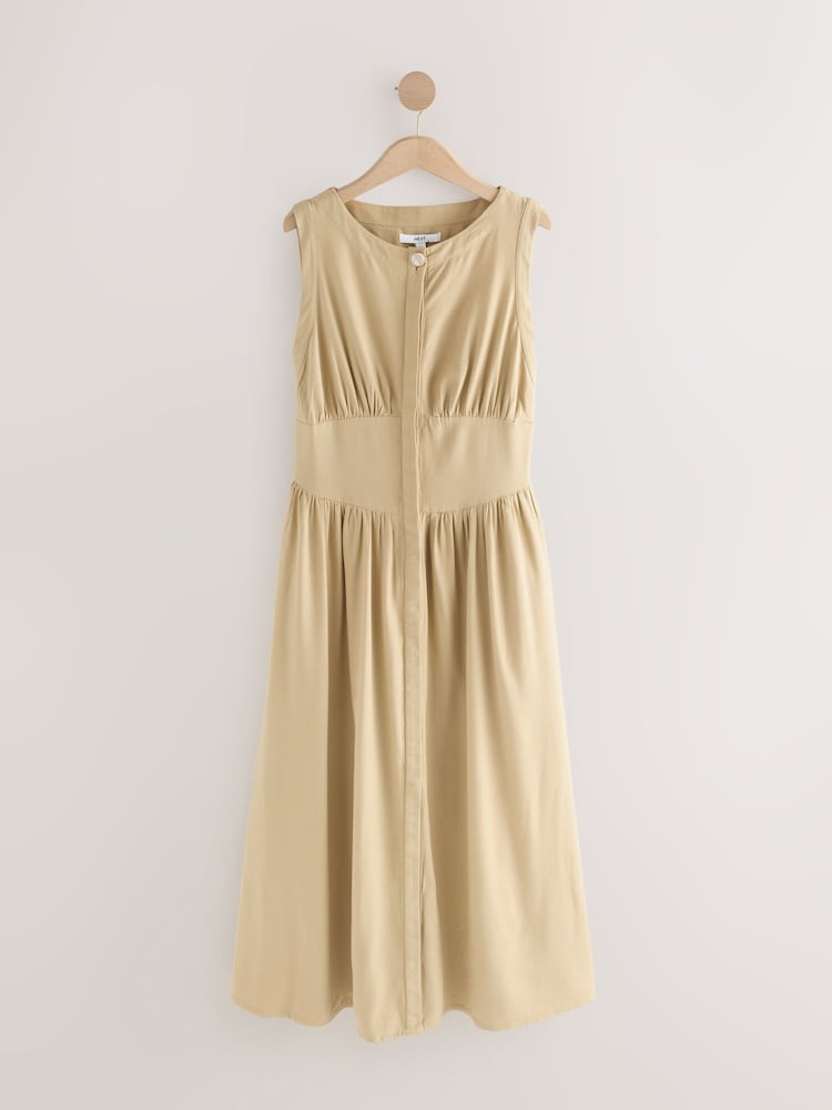Stone - Ärmelloses tailliertes Midikleid mit Knopfleiste - Bild 1 von 3