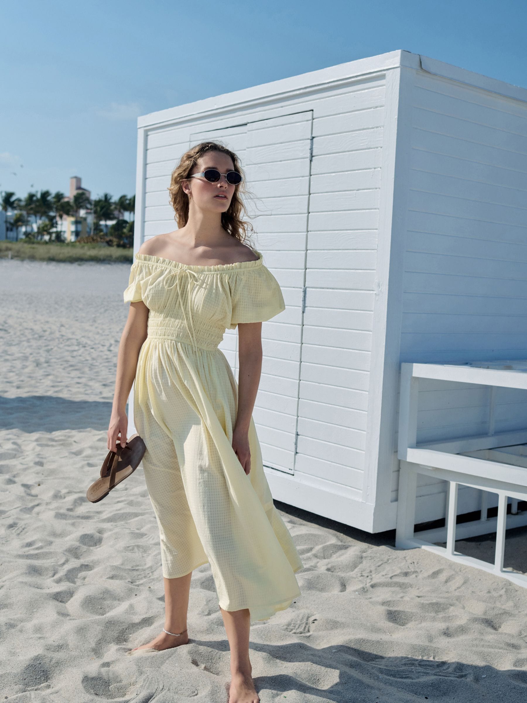 Buy Lemon Yellow Puff Sleeve Seersucker Midi Summer Dress from Next USA