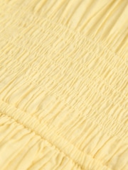 Lemon Yellow Puff Sleeve Seersucker Midi Summer Dress - Image 7 of 8