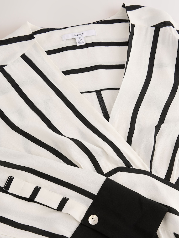 Black & White Stripe Asymmetric Kaftan Maxi Dress - Image 3 of 3