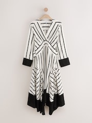 Black & White Stripe Asymmetric Kaftan Maxi Dress - Image 5 of 7