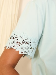 Albastru - Tricou Friends Like These cu dantelă - Image 3 of 4