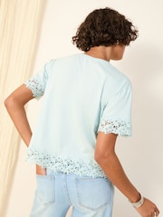 Albastru - Tricou Friends Like These cu dantelă - Image 4 of 4