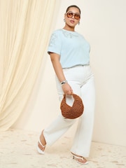 Friends Like These Pale Blue Curve Floral Embellished 100% Cotton T-Shirt - Image 3 of 4