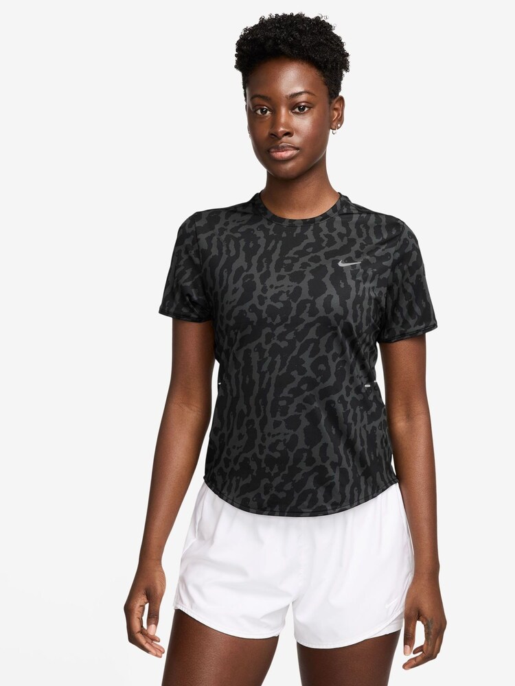 Nike Black Swift Dri-FIT Short Sleeve Running Top - Image 1 of 4 Nike Black Swift Dri-FIT Short Sleeve Running Top - Image 1 of 4