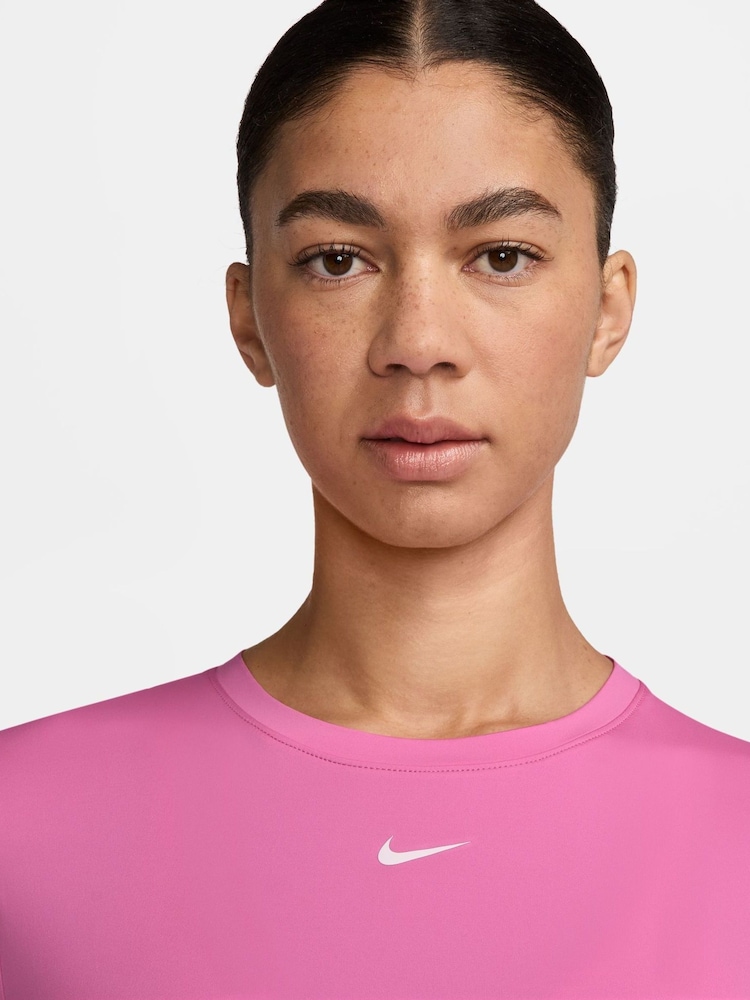 Nike Pink One Classic Dri-FIT Short Sleeve Top - Image 3 of 3 Nike Pink One Classic Dri-FIT Short Sleeve Top - Image 3 of 3