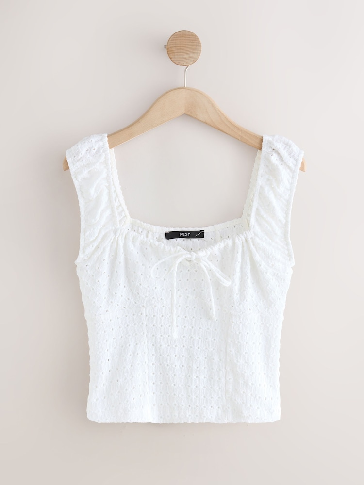 White Bustier Jersey Embroidered Top - Image 1 of 3