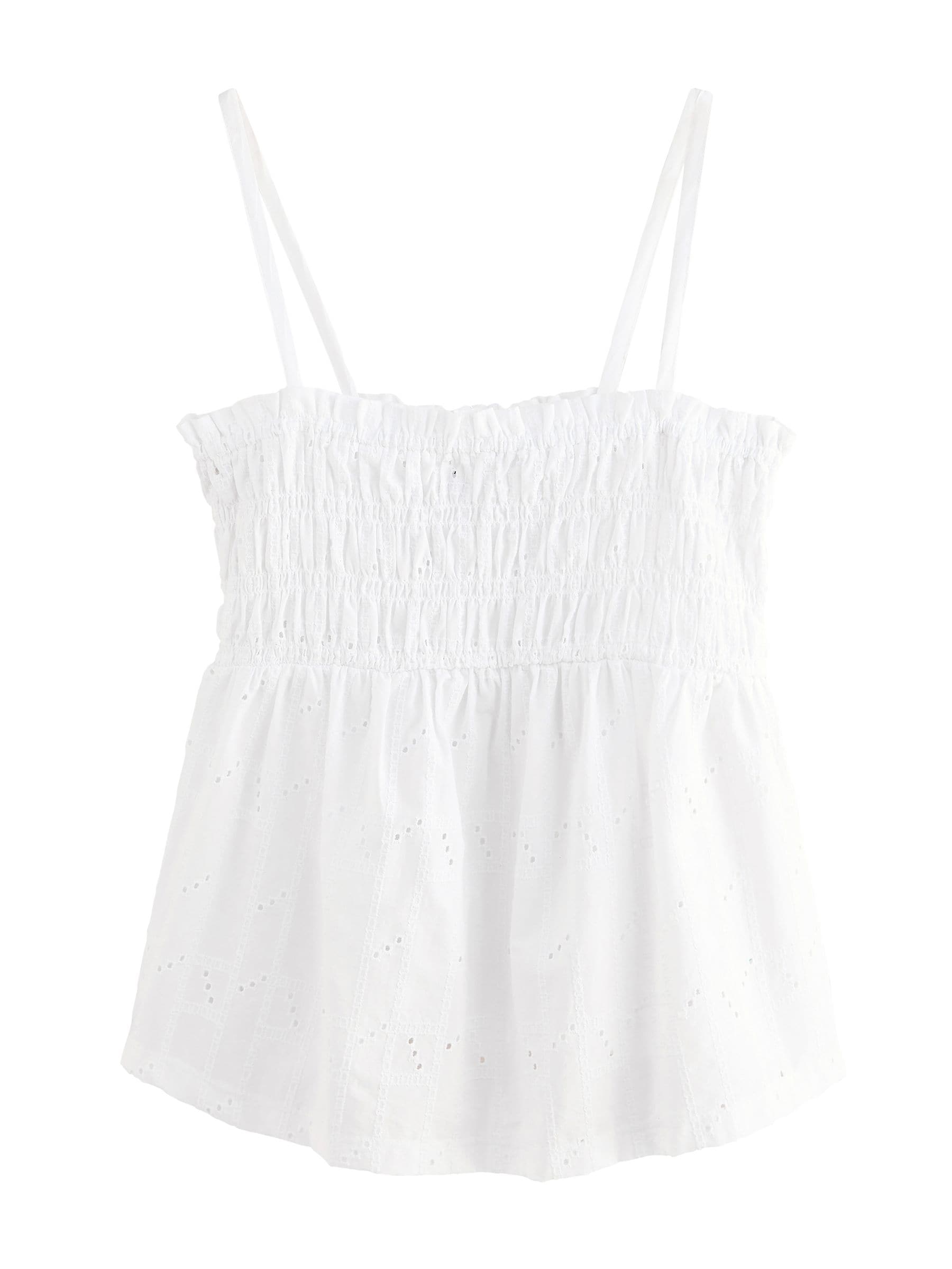 Buy White Sleeveless Shirred Broderie Cami from Next Singapore