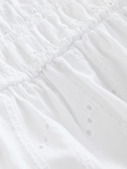 White Sleeveless Shirred Broderie Cami - Image 6 of 7