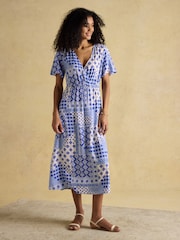 Joules Adele Blue Wrap Dress - Image 1 of 7