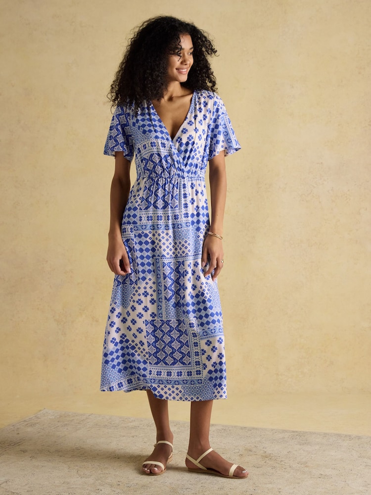 Joules Adele Blue Wrap Dress - Image 1 of 7