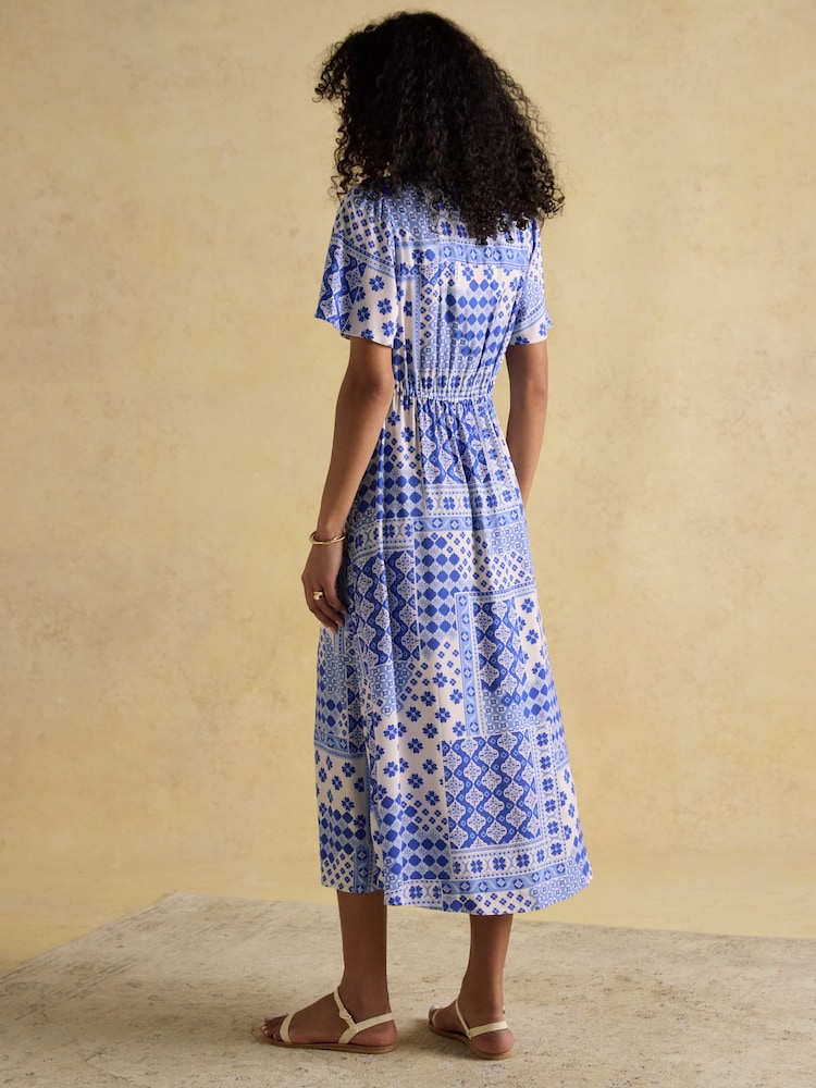 Joules Adele Blue Wrap Dress - Image 2 of 7