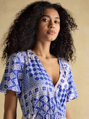 Joules Adele Blue Wrap Dress - Image 3 of 7