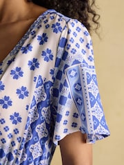 Joules Adele Blue Wrap Dress - Image 6 of 7