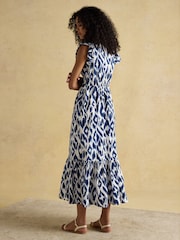 Joules Winnie Blue/White Frill Shoulder Dress - Image 2 of 9