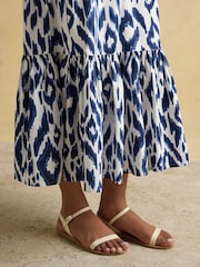Joules Winnie Blue/White Frill Shoulder Dress - Image 5 of 9