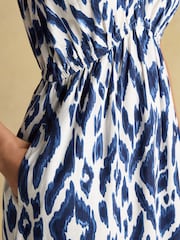 Joules Winnie Blue/White Frill Shoulder Dress - Image 7 of 9
