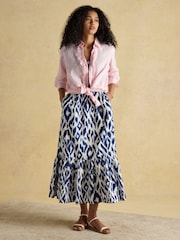 Joules Winnie Blue/White Frill Shoulder Dress - Image 8 of 9