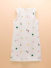 Joules Cream Aileen 100% Cotton Sleeveless Shift Dress - Image 7 of 7