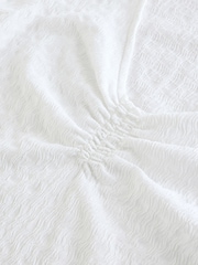 White Short Sleeve V-Neck Textured T-shirt - Image 8 of 8