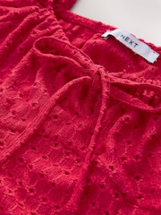 Red Bustier Jersey Embroidered Top - Image 6 of 7