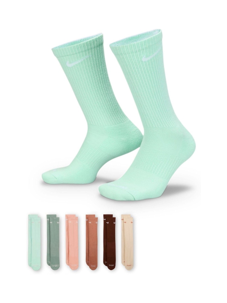 Nike Mint Green Everyday Plus Cushioned Training Crew Socks 6 Pack - Image 1 of 4