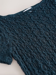 Navy Floral Lace Short Sleeve T-Shirt - Image 7 of 7