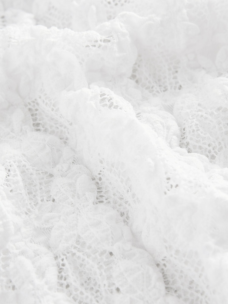 White Floral Lace Short Sleeve T-Shirt - Image 6 of 7