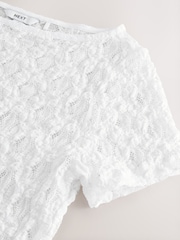 White Floral Lace Short Sleeve T-Shirt - Image 7 of 7