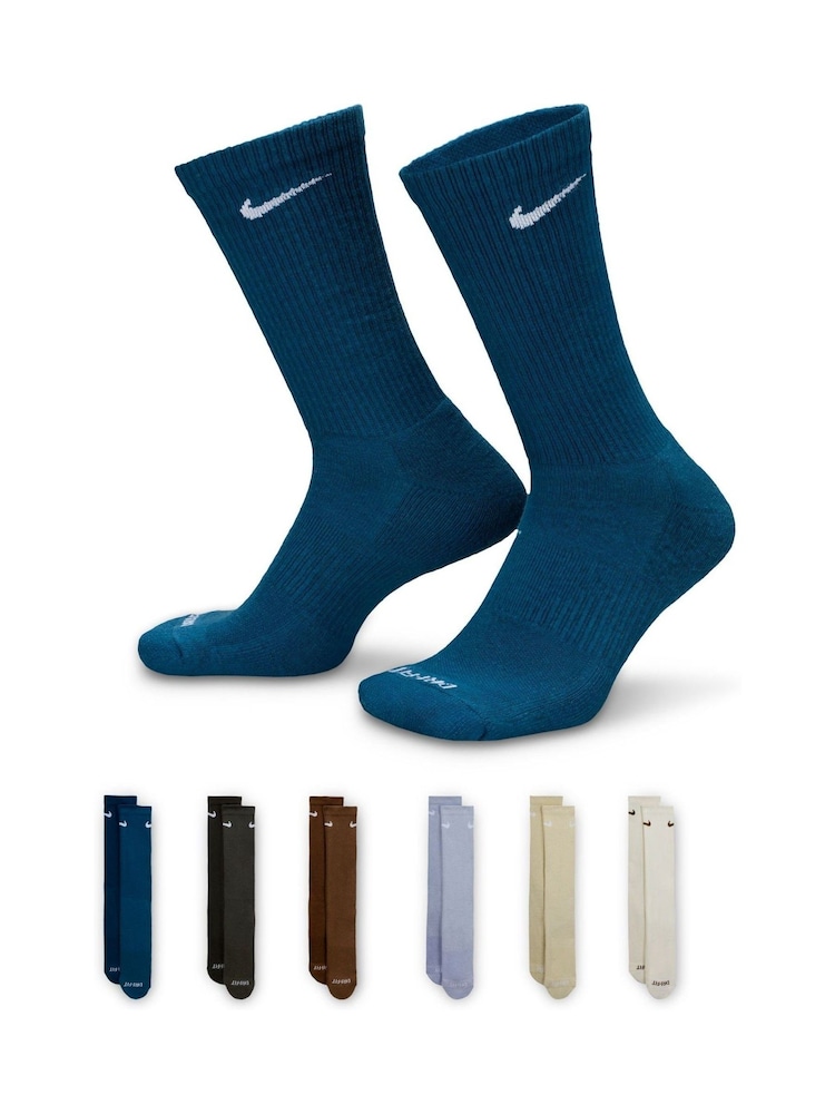 Nike Navy Everyday Plus Cushioned Training Crew Socks 6 Pack - Image 1 of 4 Nike Navy Everyday Plus Cushioned Training Crew Socks 6 Pack - Image 1 of 4