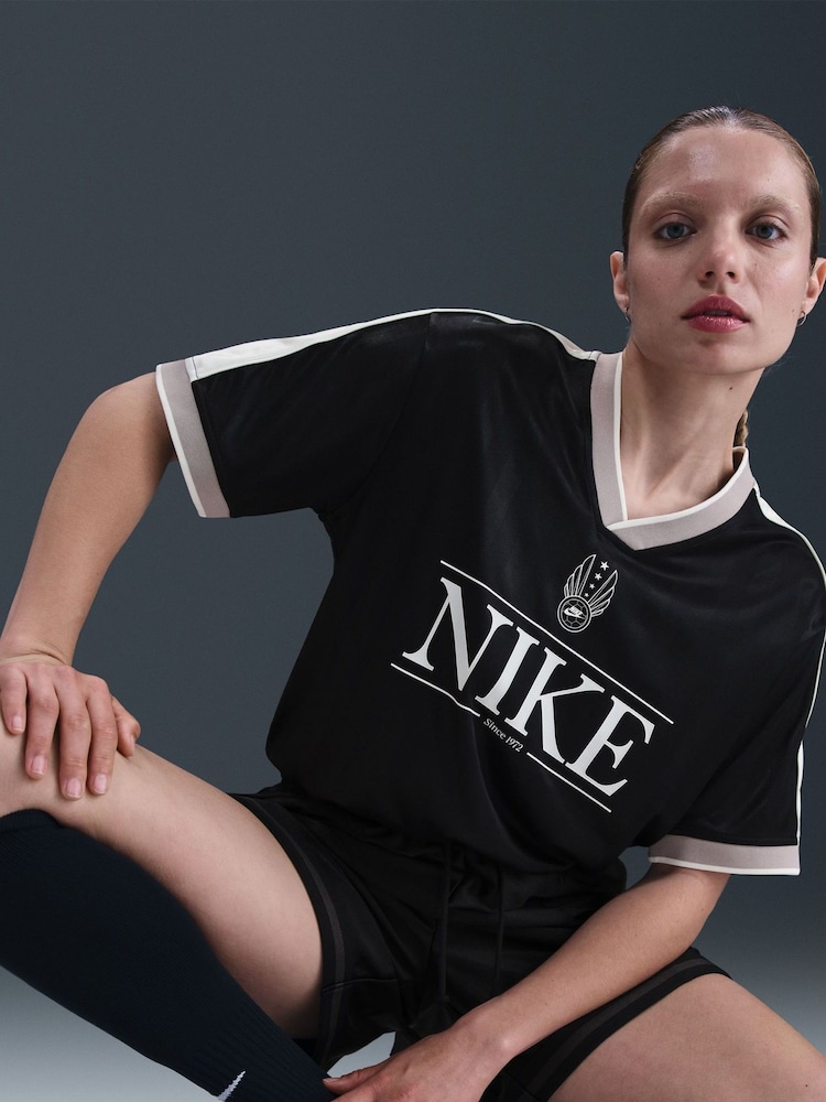 Nike Black Sportswear V-Neck Jersey Top - Image 5 of 5