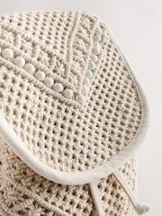 White 100% Cotton Macrame Beaded Rucksack - Image 8 of 9