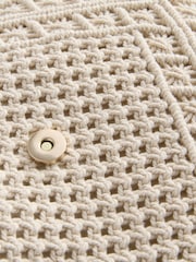 White 100% Cotton Macrame Beaded Rucksack - Image 9 of 9
