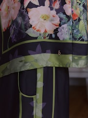 أسود - بتصميم مورد Koi - B by Ted Baker Pink Red Floral Satin Button Through Pyjamas - Image 5 of 7