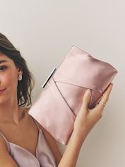 Pink Satin Pleat Clutch Bag - Image 2 of 9